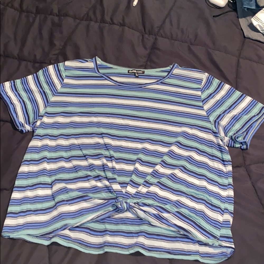 Blue Striped Crop Top